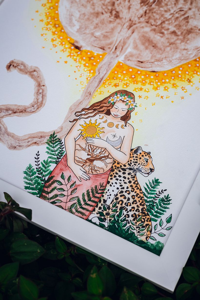 Aquarela sobre print da Placenta | Domestika
